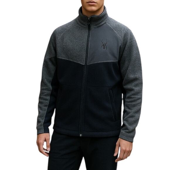 Spyder Heath Colorblock Zip Jacket Black Gray Size M - Picture 1 of 11